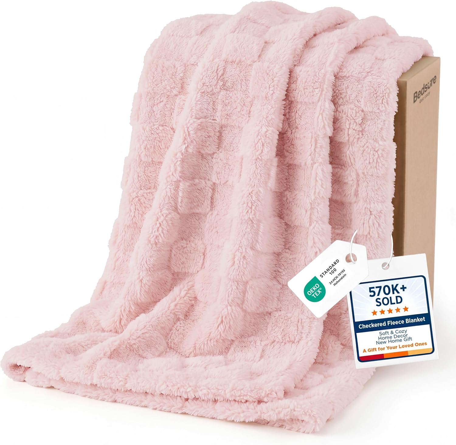 Bedsure GentleSoft Sage Green Throw Blanket for Couch - Checkered Cute Fleece Blankets, Soft Cozy Summer Throw for Bedroom Home Decor Gifts for Mom Girls, Green, 50x60 Inches