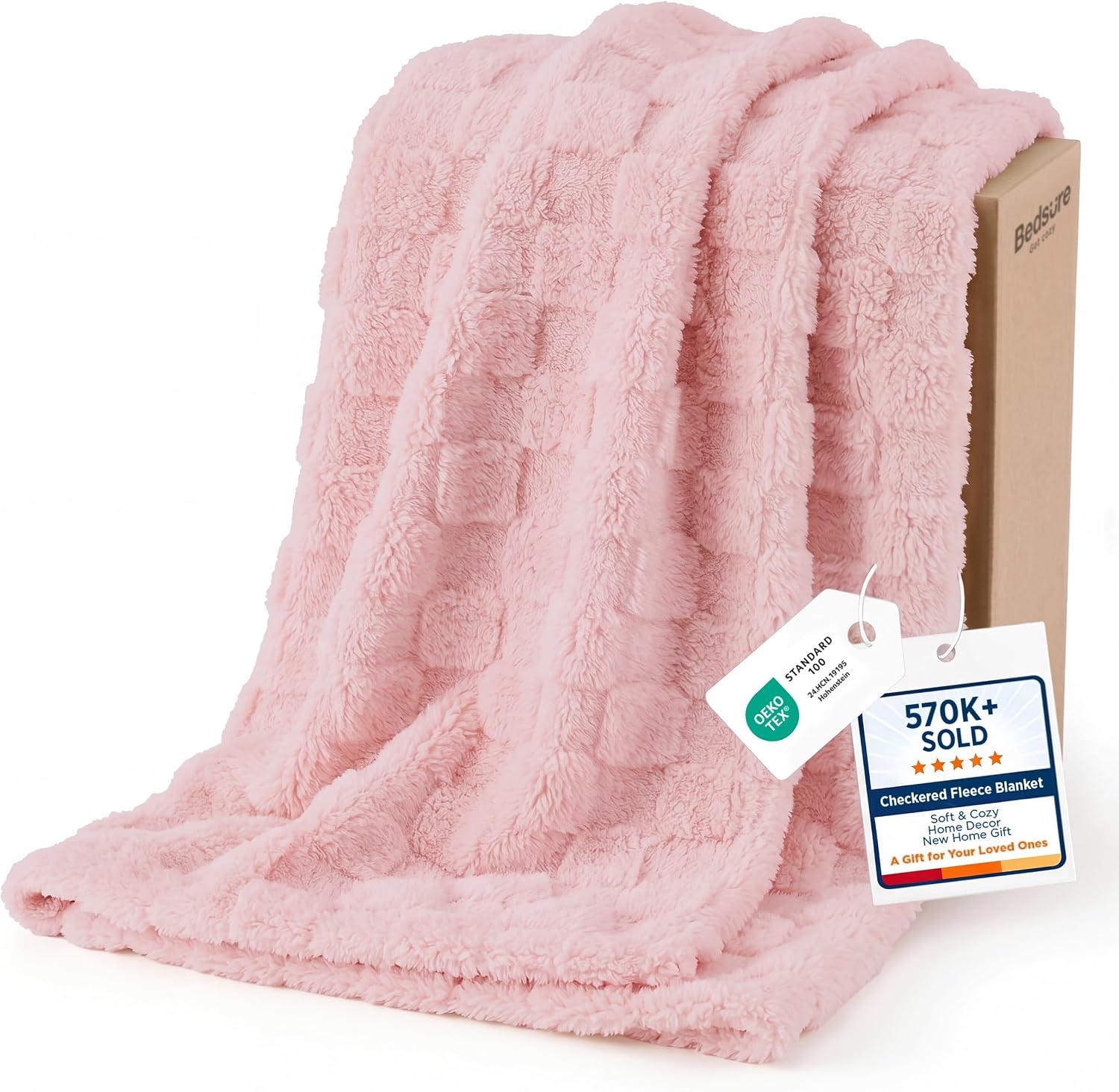 Bedsure GentleSoft Sage Green Throw Blanket for Couch - Checkered Cute Fleece Blankets, Soft Cozy Summer Throw for Bedroom Home Decor Gifts for Mom Girls, Green, 50x60 Inches
