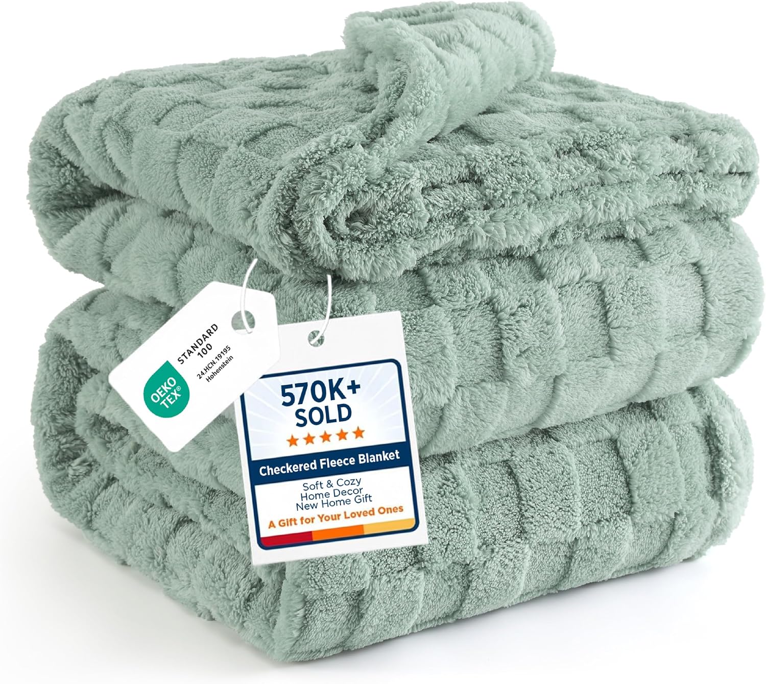 Bedsure GentleSoft Sage Green Throw Blanket for Couch - Checkered Cute Fleece Blankets, Soft Cozy Summer Throw for Bedroom Home Decor Gifts for Mom Girls, Green, 50x60 Inches