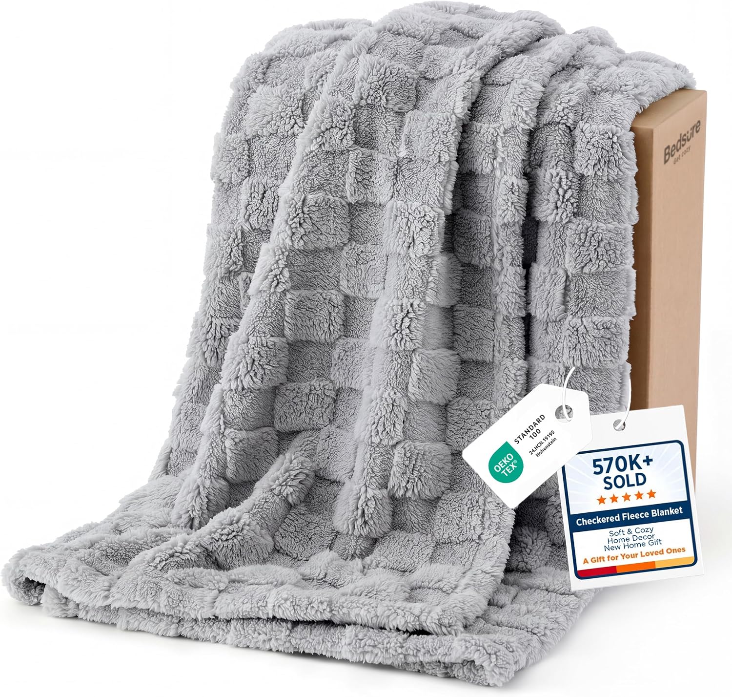 Bedsure GentleSoft Sage Green Throw Blanket for Couch - Checkered Cute Fleece Blankets, Soft Cozy Summer Throw for Bedroom Home Decor Gifts for Mom Girls, Green, 50x60 Inches