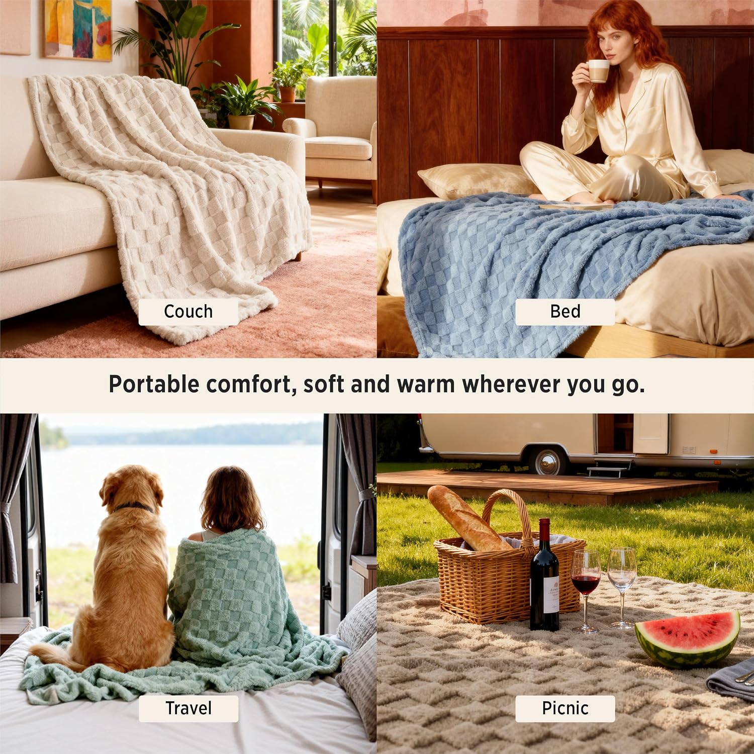 Bedsure GentleSoft Sage Green Throw Blanket for Couch - Checkered Cute Fleece Blankets, Soft Cozy Summer Throw for Bedroom Home Decor Gifts for Mom Girls, Green, 50x60 Inches