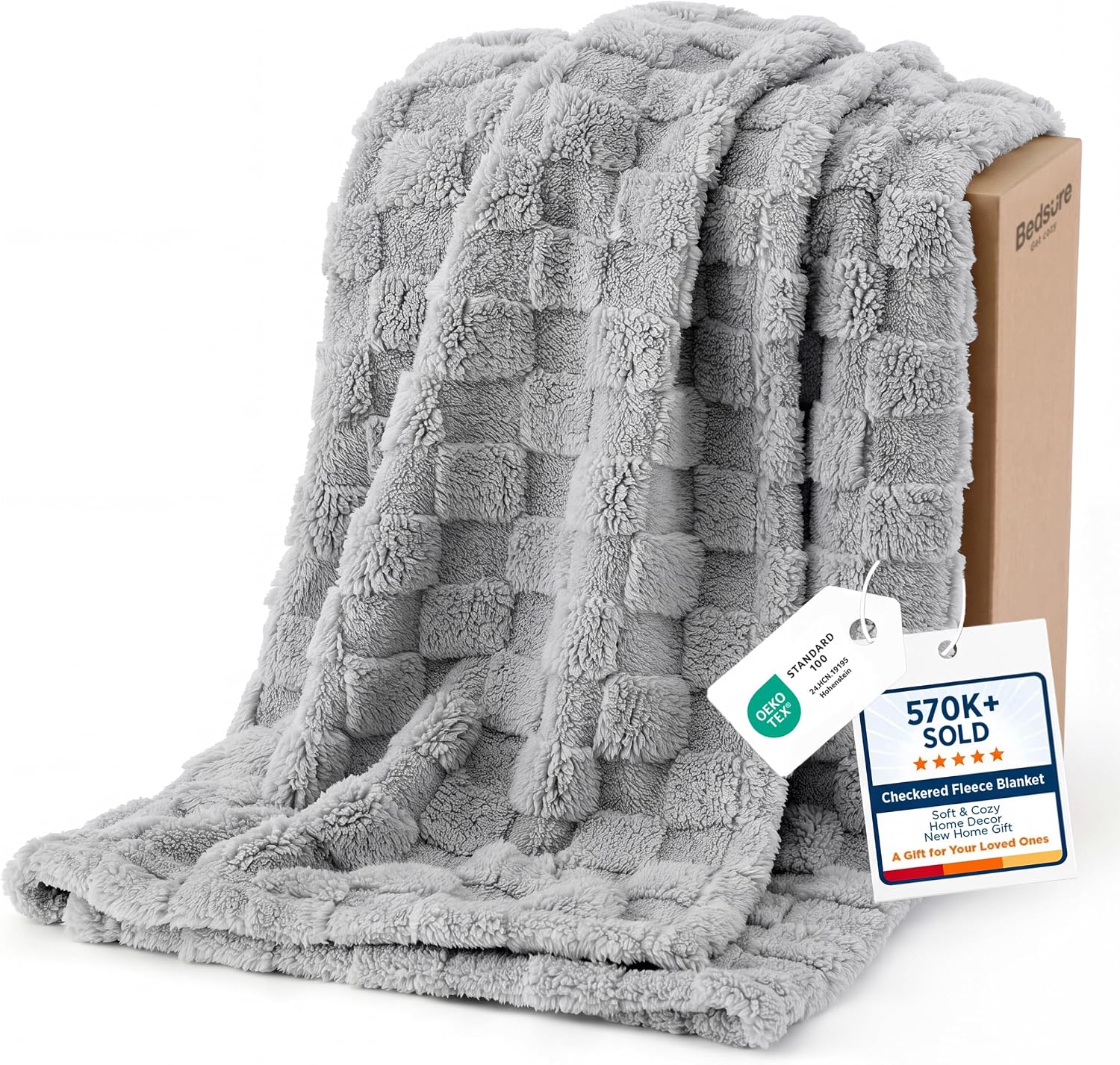 Bedsure GentleSoft Sage Green Throw Blanket for Couch - Checkered Cute Fleece Blankets, Soft Cozy Summer Throw for Bedroom Home Decor Gifts for Mom Girls, Green, 50x60 Inches