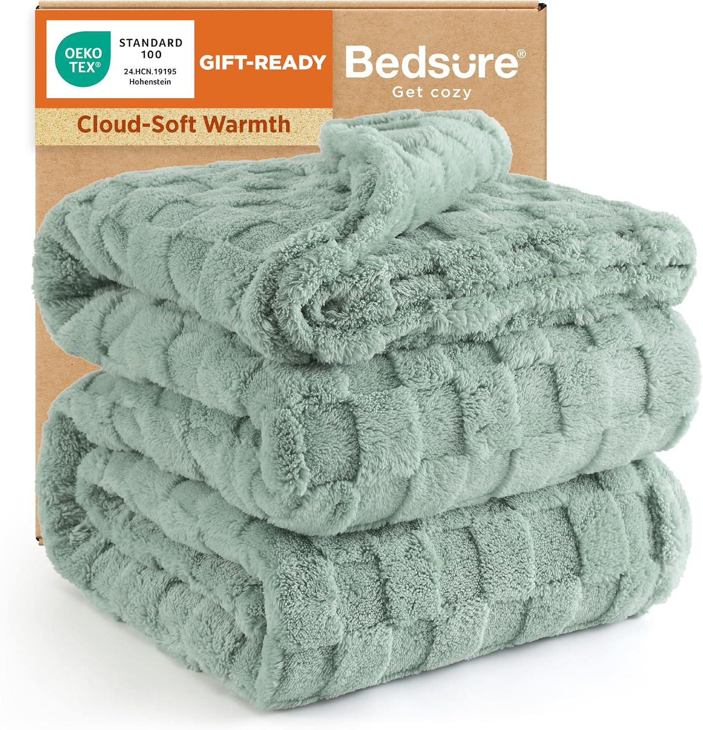 Bedsure GentleSoft Sage Green Throw Blanket for Couch - Checkered Cute Fleece Blankets, Soft Cozy Summer Throw for Bedroom Home Decor Gifts for Mom Girls, Green, 50x60 Inches