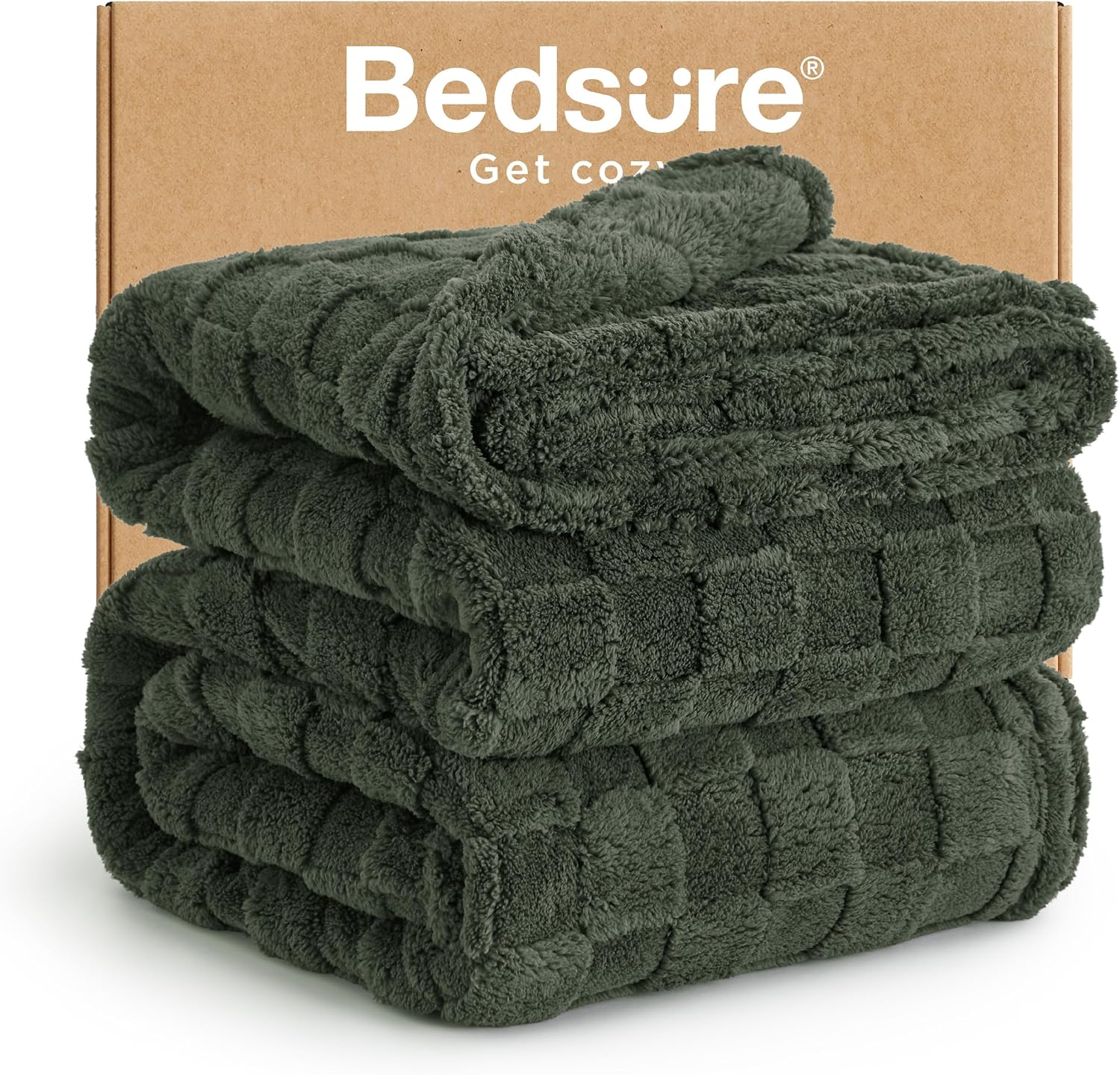 Bedsure GentleSoft Sage Green Throw Blanket for Couch - Checkered Cute Fleece Blankets, Soft Cozy Summer Throw for Bedroom Home Decor Gifts for Mom Girls, Green, 50x60 Inches